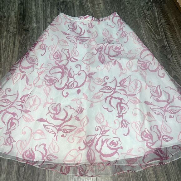 David's Bridal Dresses & Skirts - Organza maxi Skirt Women's A-Line Lined Modern-floral print Pink Davids Bridal s